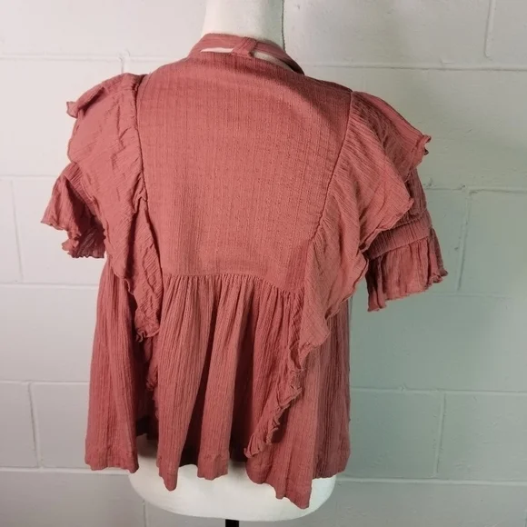 Free People angel flutter cross tie gauzy short sleeve top - Picture 6 of 14